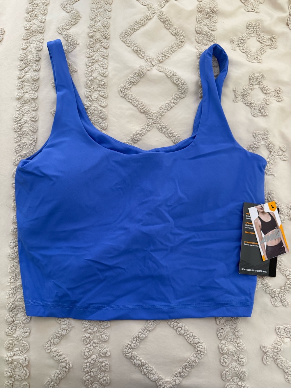 Blue Athletic Sports Bra Top Size L NWT